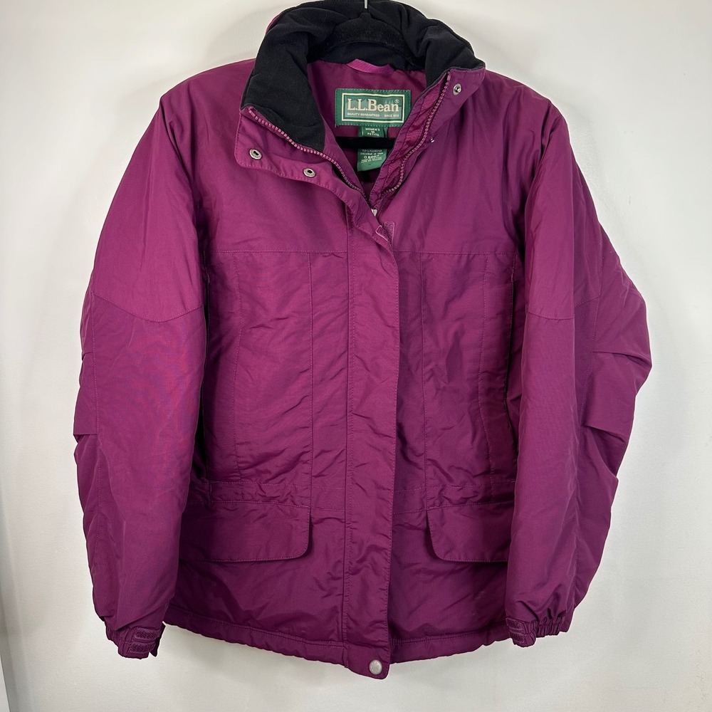 VTG LL Bean Women's Petite Berry Purple‎ Winter Ski Coat Jacket Hooded Outerwear